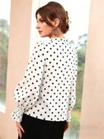 Bluza Dama Carlia Alba cu Buline Negre - imagine 2