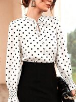 Bluza Dama Carlia Alba cu Buline Negre - imagine 3