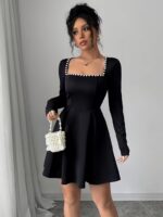 Rochie Scurta Fathia Neagra cu Perle - imagine 4