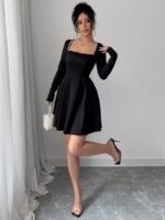 Rochie Scurta Fathia Neagra cu Perle - imagine 3