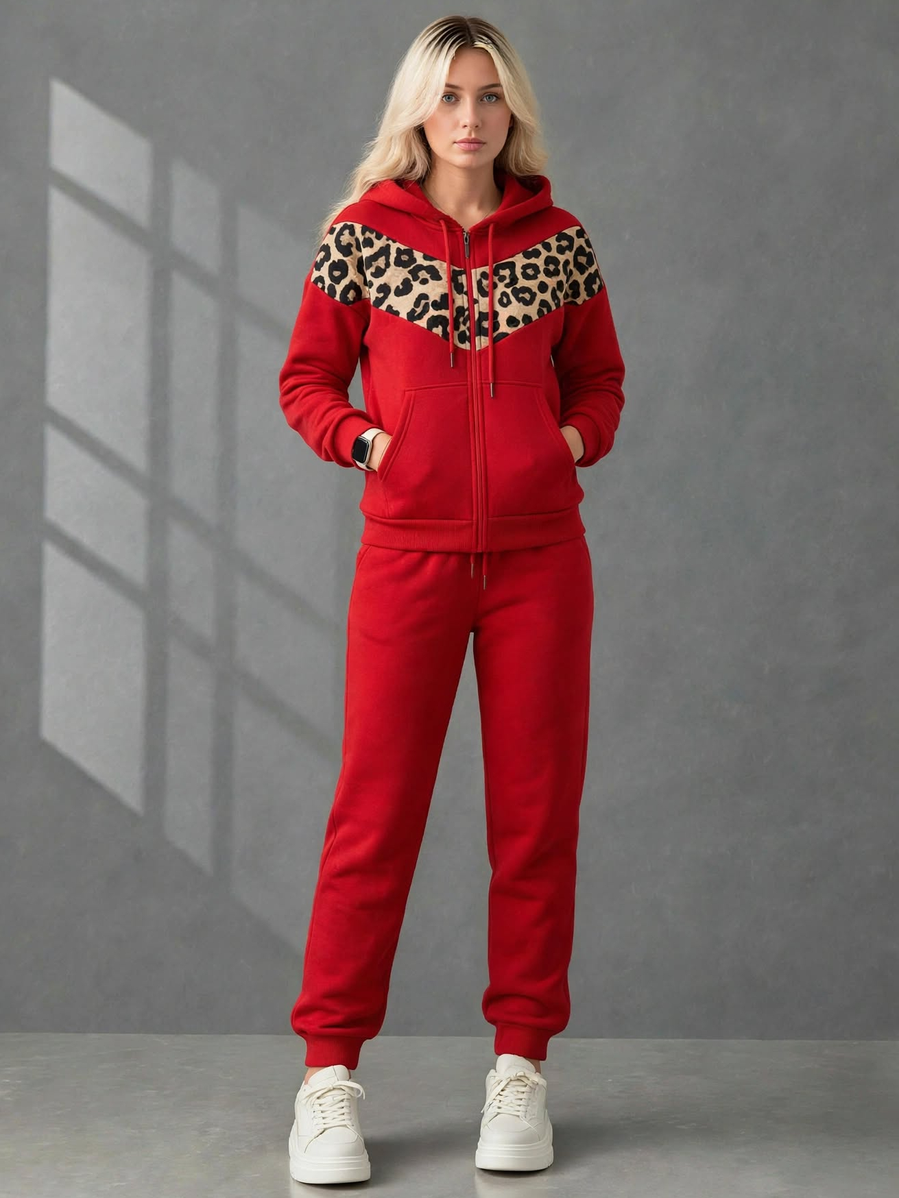 10118 Trening Vătuit format din bluza cu fermoar si pantalon Copenhaga Rosu - imagine 1