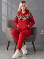 Trening Vătuit format din bluza cu fermoar si pantalon Copenhaga Rosu - imagine 3