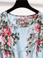 Rochie Midi Carmelia Bleu cu Print Floral - imagine 6