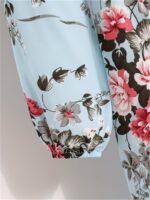 Rochie Midi Carmelia Bleu cu Print Floral - imagine 5