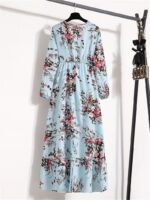 Rochie Midi Carmelia Bleu cu Print Floral - imagine 4