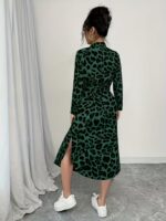 Rochie Midi Laurina Verde cu Imprimeu Animal Print - imagine 2