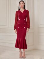 Rochie Midi Kalia Rosie cu Nasturi