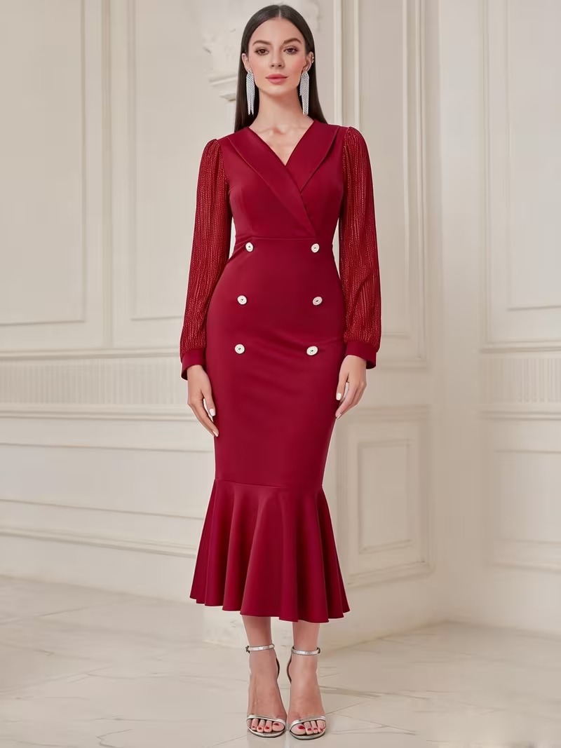 10268 Rochie Midi Kalia Rosie cu Nasturi - imagine 1