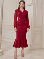 Rochie Midi Kalia Rosie cu Nasturi - imagine 3