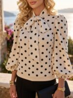 Bluza Dama Ingra Alba cu Buline Negre - imagine 3