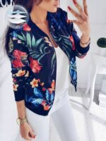 Jacheta Dama Isolde Albastra cu Print Floral - imagine 3