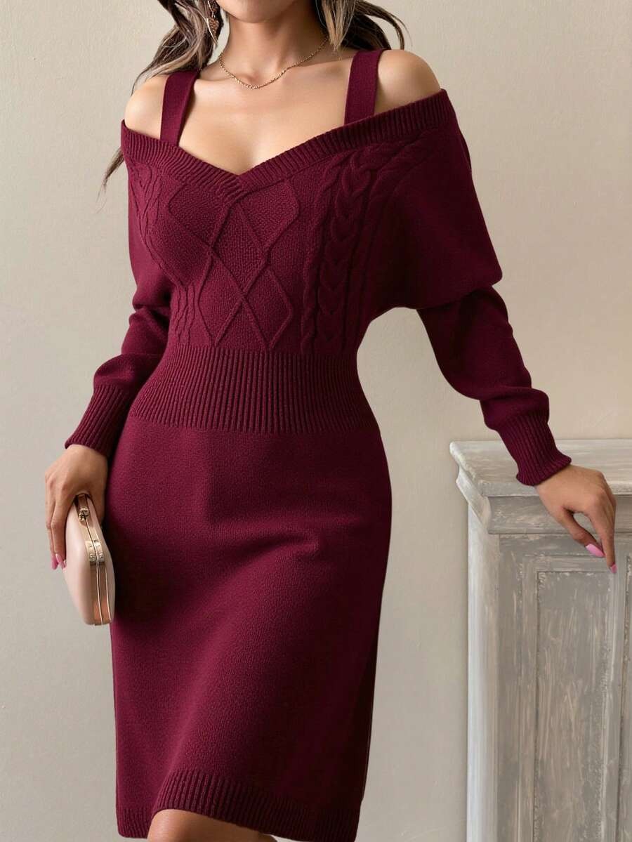 10419 Rochie Scurta Tricotata Edelina Grena - imagine 1