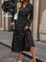 Rochie Midi Armisa Neagra cu Print Floral - imagine 3