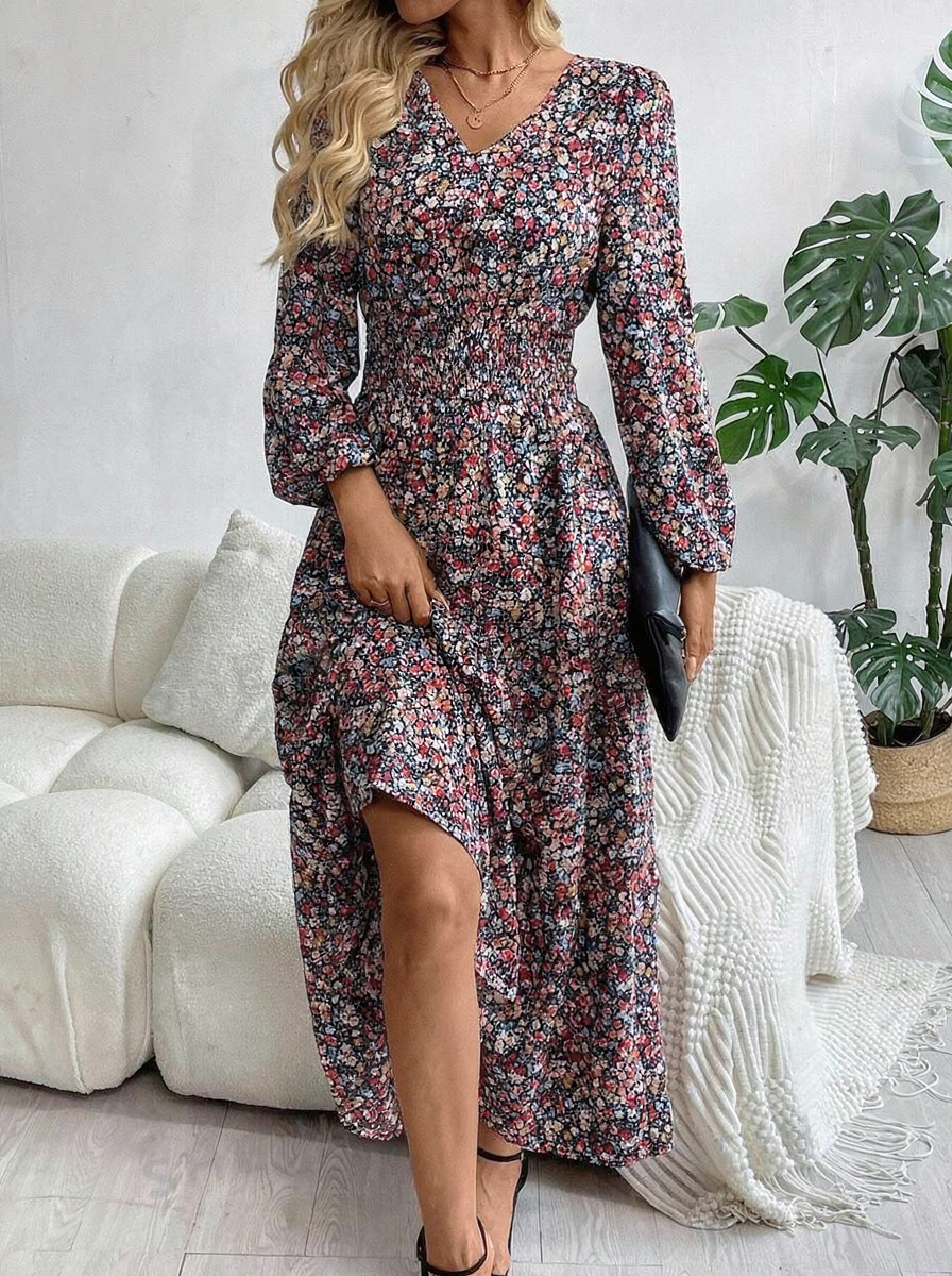 7060 Rochie Lunga Zirna Inflorata - imagine 1