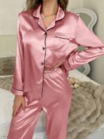Compleu de Noapte cu Pantalon Elba Roz - imagine 3