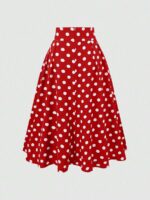Fusta Midi Tiana Rosie cu Buline Albe - imagine 3