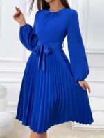 Rochie Midi Marense Albastra Plisata - imagine 5