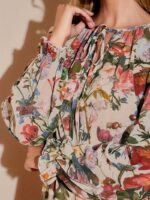 Rochie Midi Katia Bej cu Print Floral - imagine 3