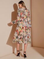Rochie Midi Katia Bej cu Print Floral - imagine 2