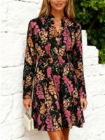 Rochie Scurta Alma Neagra Cu Imprimeu Floral - imagine 3