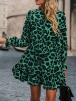 Rochie Scurta Dorena Verde cu Print Leopard - imagine 4