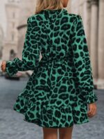 Rochie Scurta Dorena Verde cu Print Leopard - imagine 2