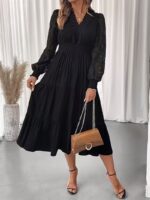 Rochie Midi Ophelia Neagra cu Dantela - imagine 4