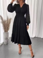 Rochie Midi Ophelia Neagra cu Dantela - imagine 3