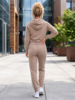 Trening format din bluza cu fermoar si pantalon Kersten Bej - imagine 2