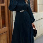 Rochie Midi Kerda Bleumarin Plisata - imagine 5