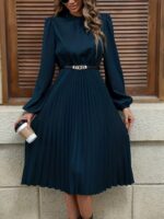 Rochie Midi Kerda Bleumarin Plisata - imagine 3