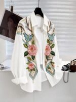 Camasa Dama Samirah Alba cu Print Floral - imagine 3