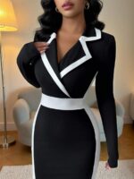 Rochie Midi Analinda Neagra cu Dungi Albe - imagine 6