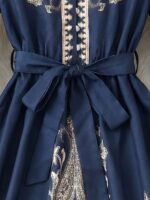Rochie Scurta Felisa Bleumarin cu Model Geometric Bej - imagine 6