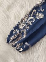 Rochie Scurta Felisa Bleumarin cu Model Geometric Bej - imagine 5