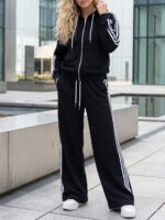 Trening format din bluza cu fermoar si pantalon Atena Negru - imagine 3