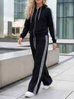 Trening format din bluza cu fermoar si pantalon Atena Negru - imagine 2