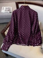 Bluza Dama Thamara Mov cu Buline Albe - imagine 3