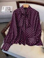 Bluza Dama Thamara Mov cu Buline Albe