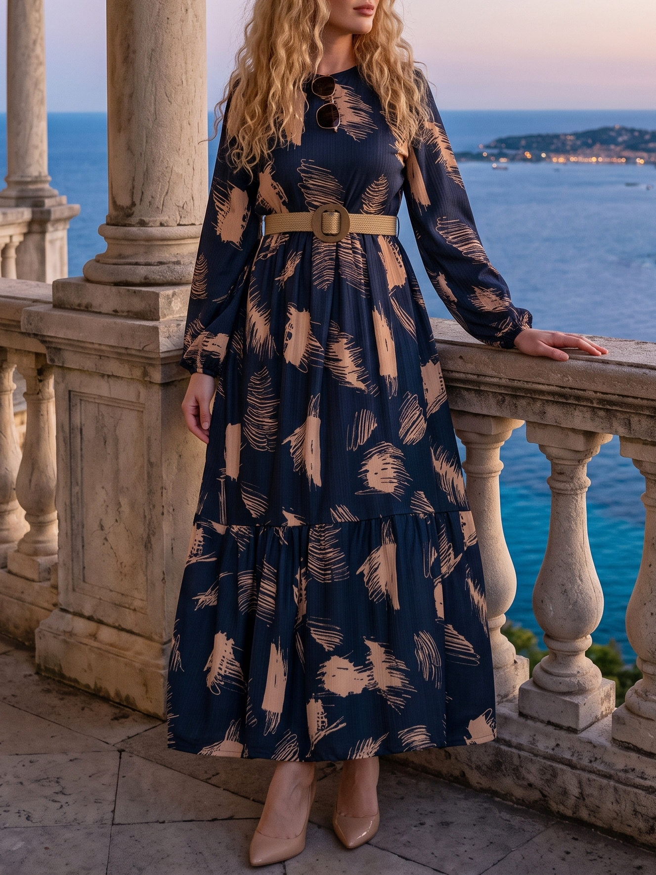 9103 Rochie Lunga Marela Bleumarin - imagine 1