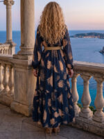Rochie Lunga Marela Bleumarin - imagine 2