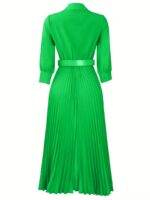Rochie Lunga Astoria Verde Plisata - imagine 5