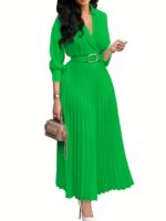 Rochie Lunga Astoria Verde Plisata - imagine 4