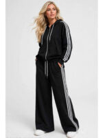 Trening format din bluza cu fermoar si pantalon Atena Negru