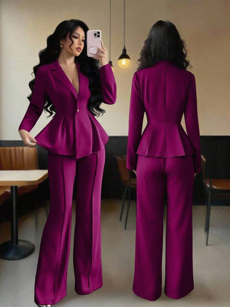 9315 Costum Elegant Inessa Mov format din Sacou si Pantalon - imagine 1