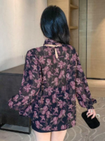 Bluza Dama Lynda Neagra cu Print Floral - imagine 2