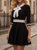 Rochie Scurta Andris Neagra cu Funda Alba