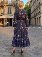 Rochie Midi Romane Bleumarin Inflorata - imagine 2