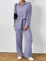 Compleu Rodica Mov format din Camasa si Pantalon - imagine 6