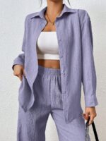Compleu Rodica Mov format din Camasa si Pantalon - imagine 3